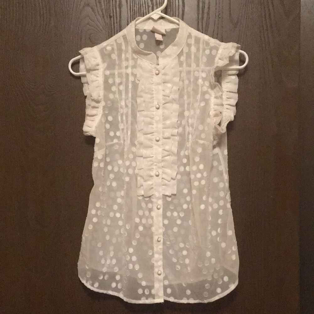 Sheer Button up polkadot Tank top blouse